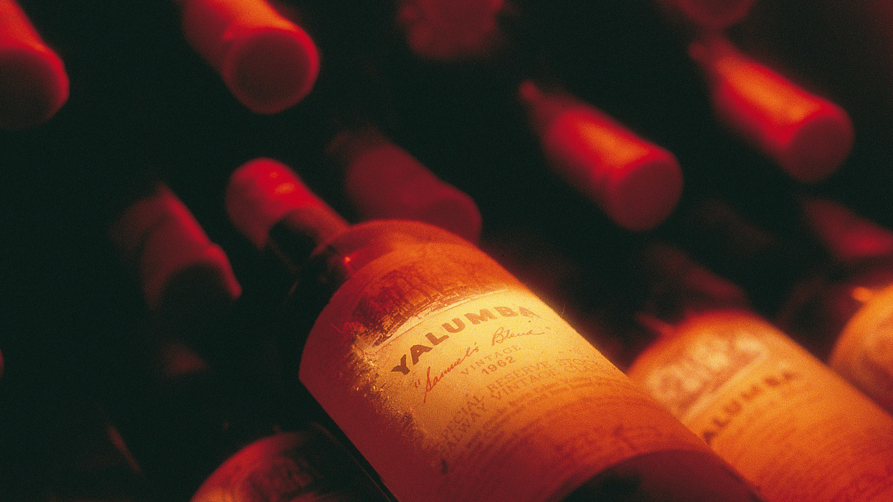 A dusty bottle of aged, distinguished Yalumba wine.
