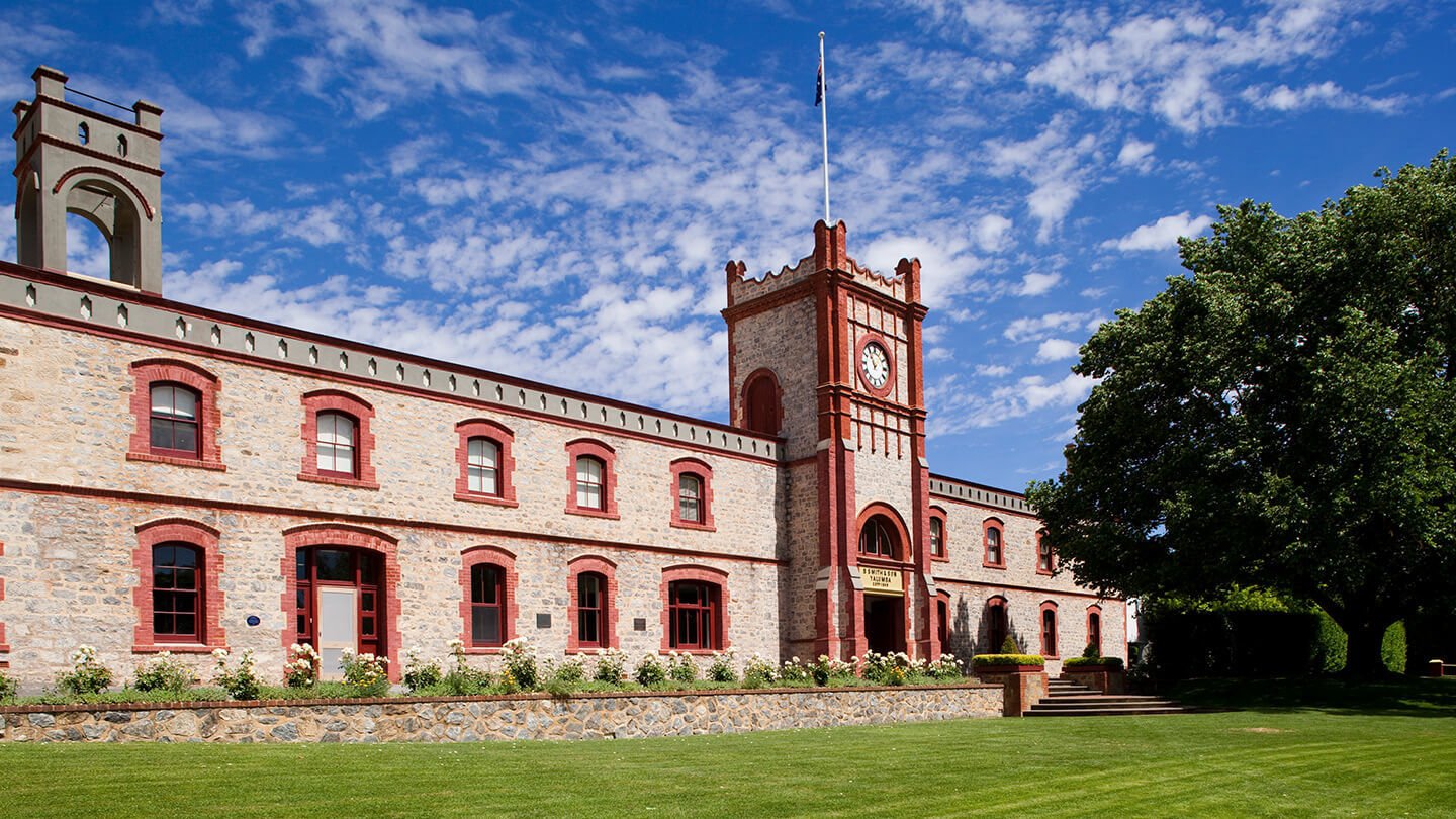 A view from on the lawn of Yalumba's ground, looking upon the picturesque "Clock Tower", Yalumba's famous building