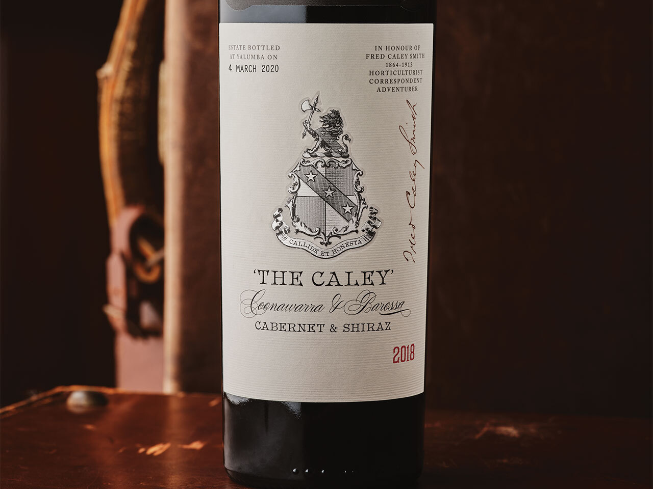The Caley Cabernet & Shiraz bottle focused on the beautiful label