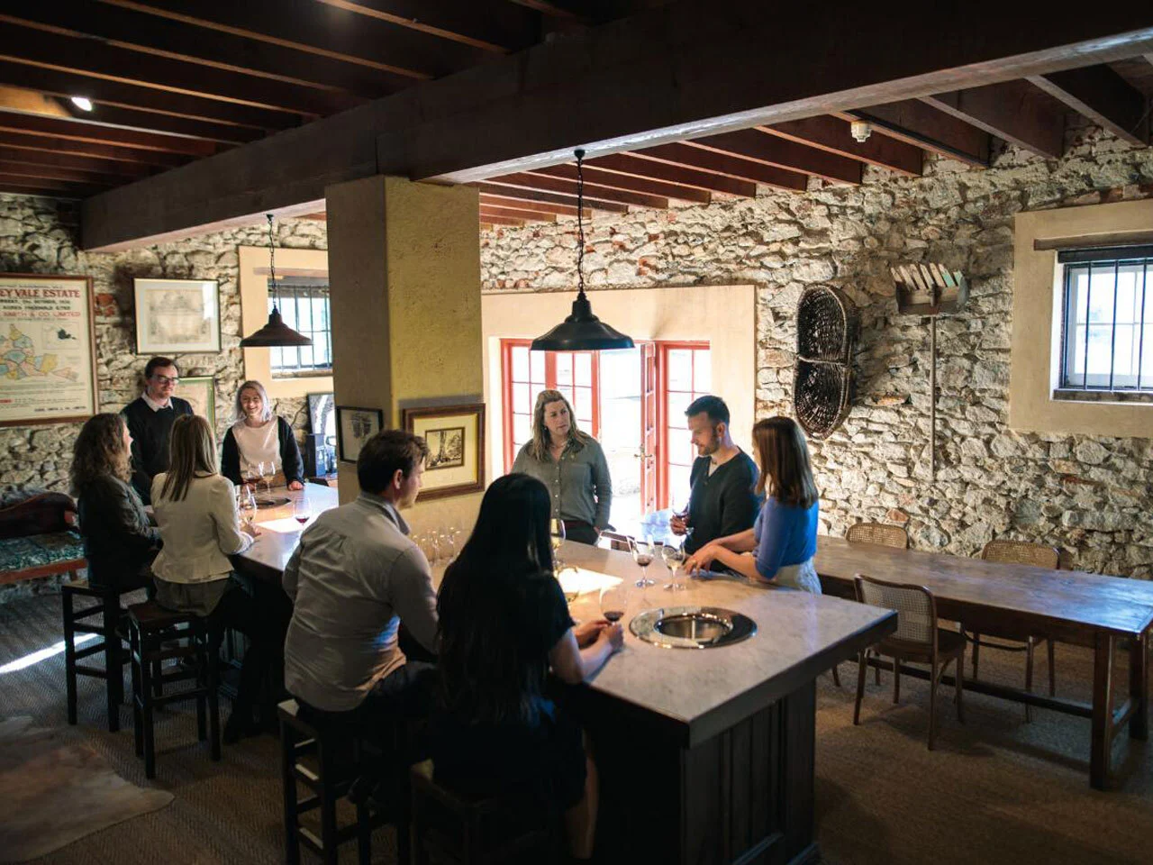 Group of people in wine room