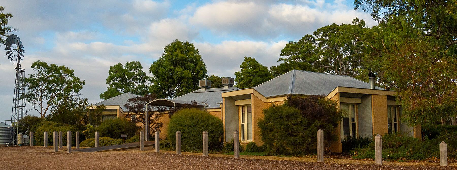 A view from the front of the Menzies Wine Room Retreat in the Coonawarra